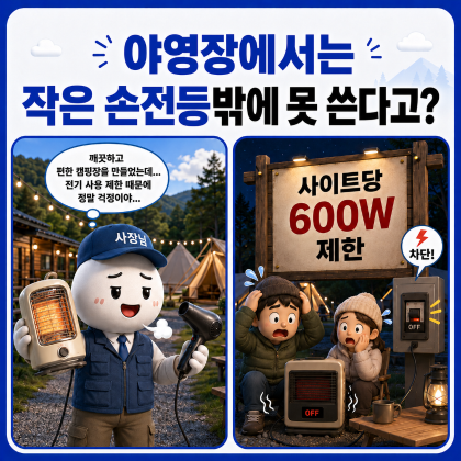 (8편)야영장 이제는 전기를 1,100W까지 사용할 수 있어요